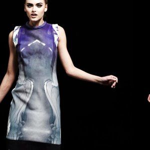 Michael Angel Watercolor Silk A Line Dress Sz8 NWT